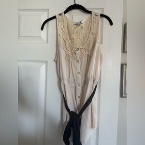 Forever 21 Cream Lace Button-Down Blouse